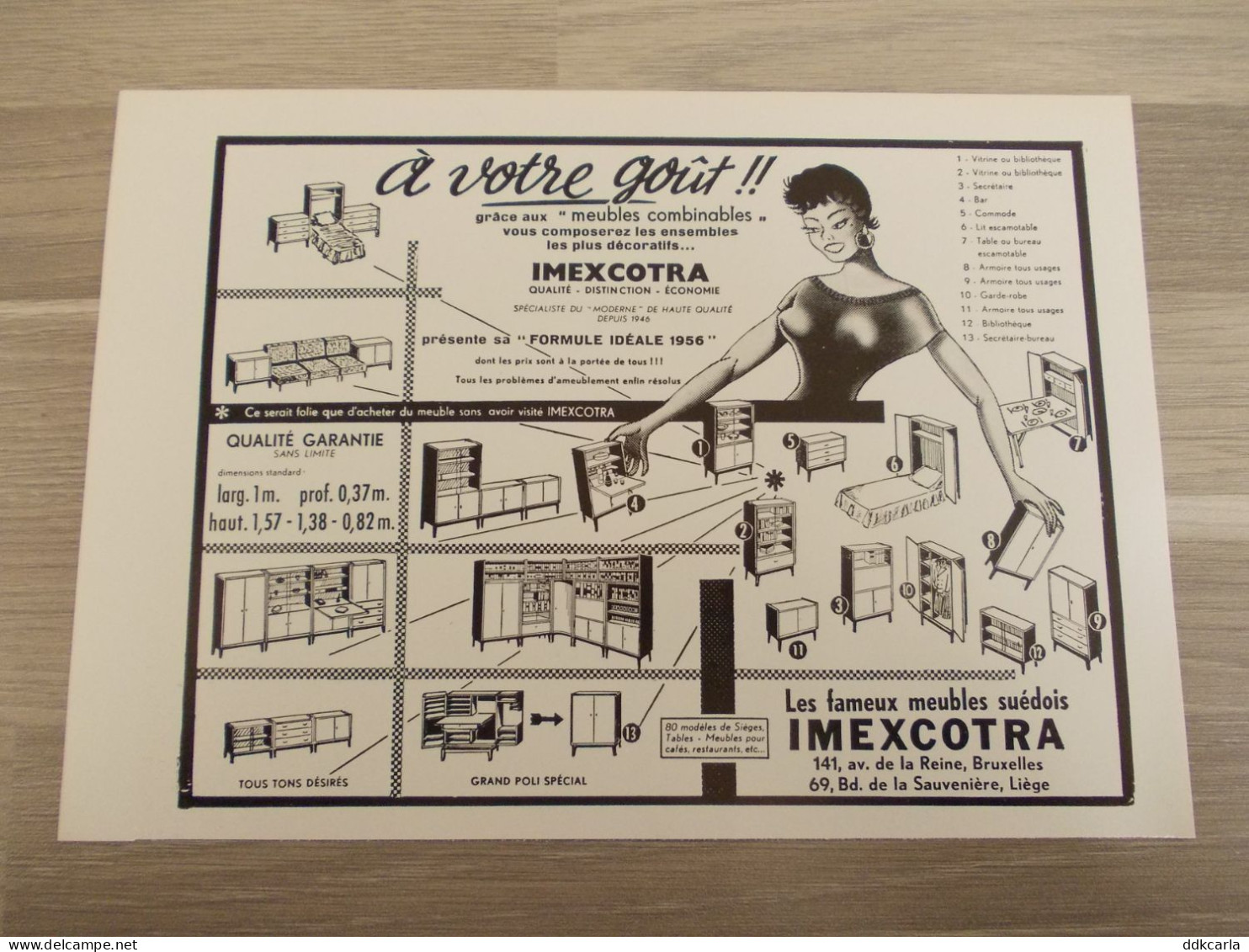 Reclame Advertentie Uit Oud Tijdschrift 1957 - Meubles Combinables IMEXCOTRA Les Fameux Meubles Suédois - Publicidad