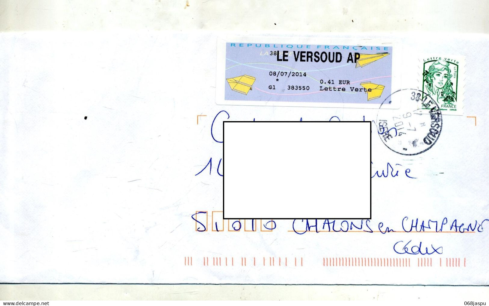 Lettre Cachet Le Versoud  Sur Vignette Bureau - 2000 Type « Avions En Papier »