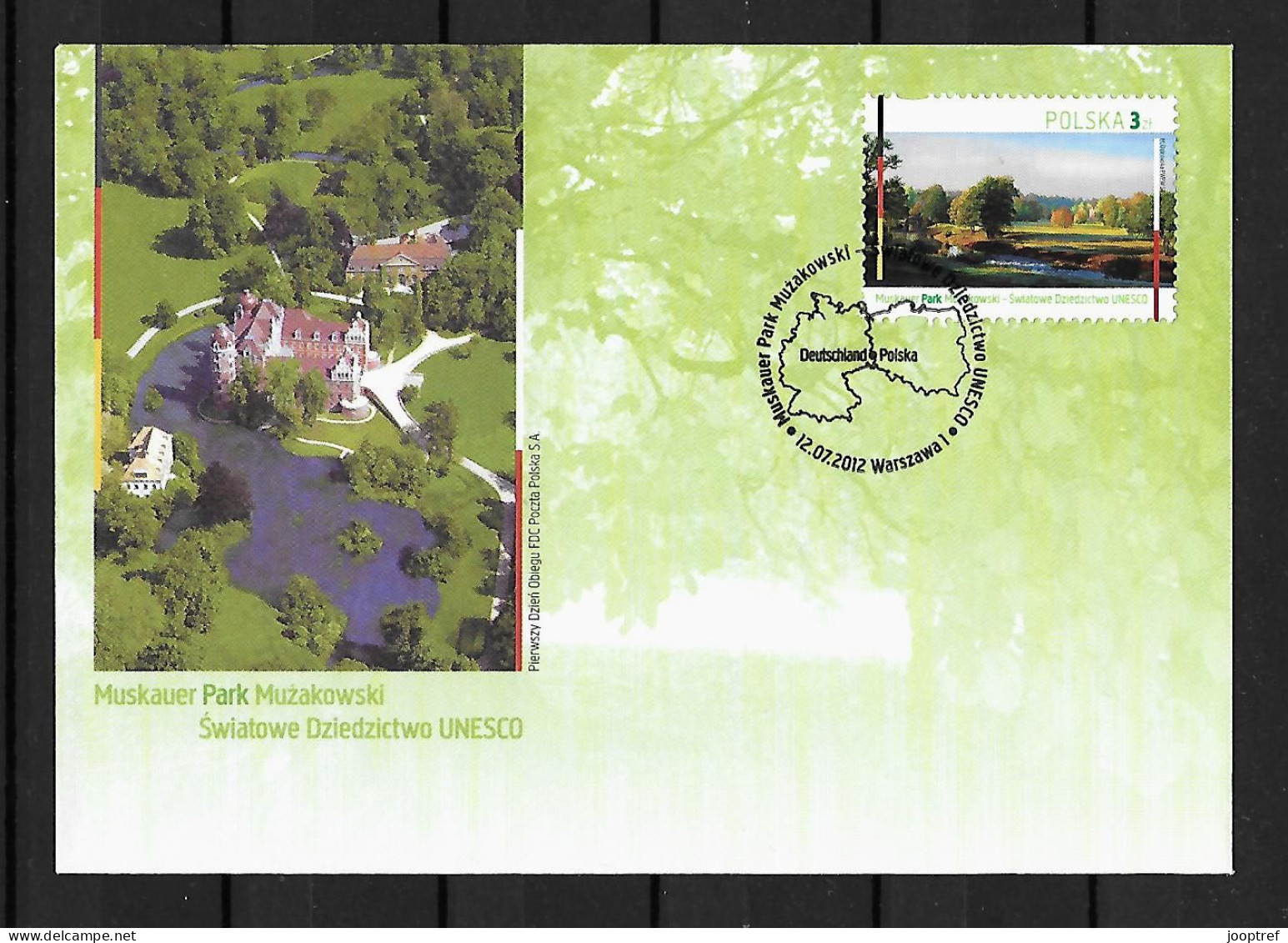 2012 Joint Poland And Germany, FDC POLAND WITH 1 STAMP: Muskau Park - Emissions Communes