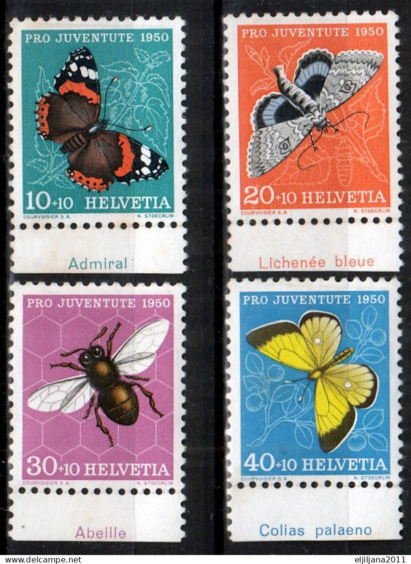 Switzerland / Helvetia / Schweiz / Suisse 1950 ⁕ Butterflies / Pro Juventute Mi.551-552, 554 ⁕ 4v MH (yellow Spots) - Unused Stamps