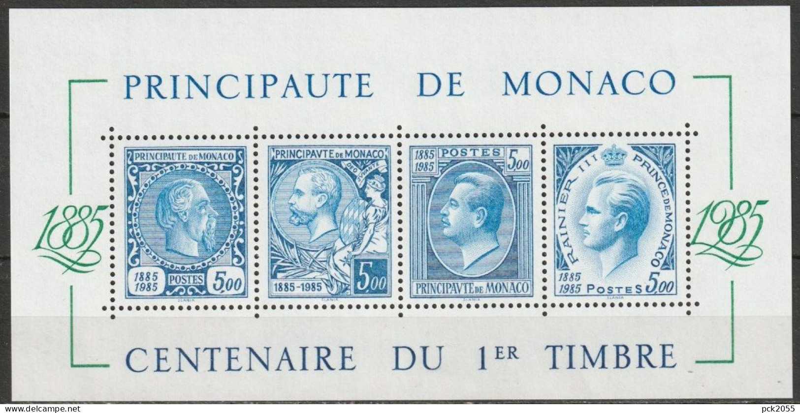 Monaco 1985  Mi Nr.1727 - 1730 Block 31 100 Jahre Briefmarken Von Monaco ( D 4278 ) Günstige Versandkosten - Blokken