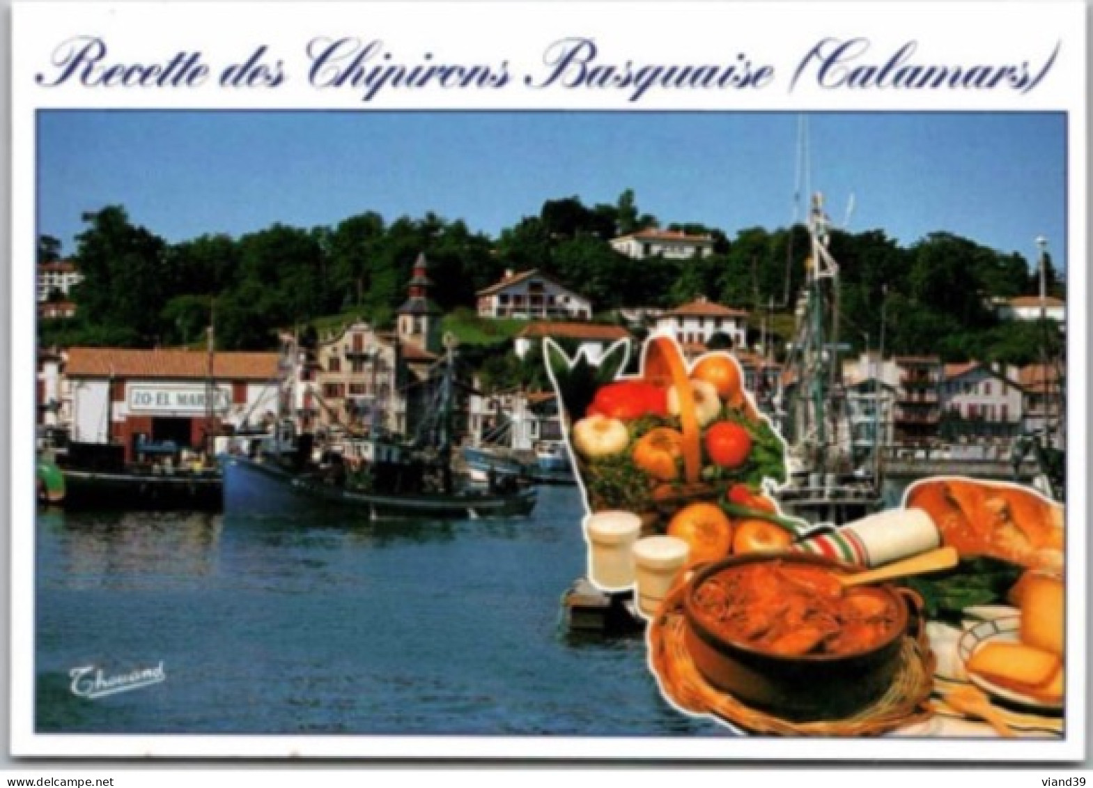 CHIPIRONS BASQUAISE (CALAMARS).  . -  Recettes De Cuisine Basque - CPM - Voir Scannes Recto-Verso - Recetas De Cocina