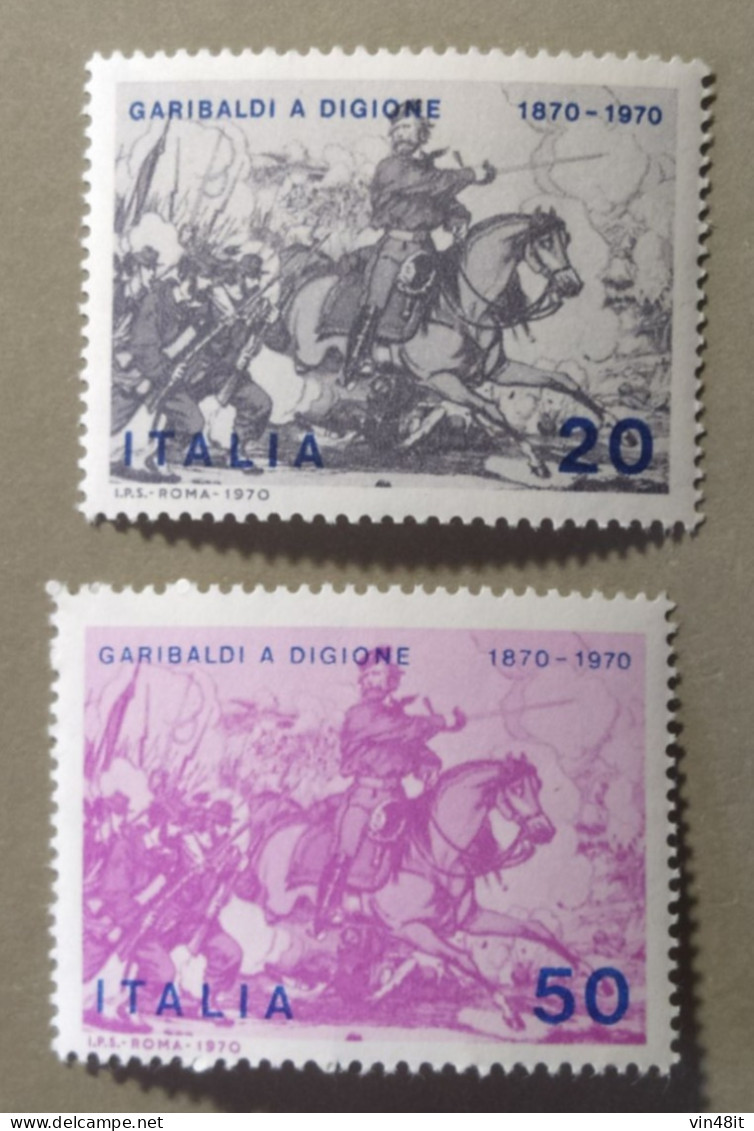 1970 - ITALIA REPUBBLICA -  PARTECIPAZIONE GARIBALDINA GUERRA 1870  -  SERIE COMPLETA  - 2 VALORI   - NUOVO - 1961-70:  Nuevos