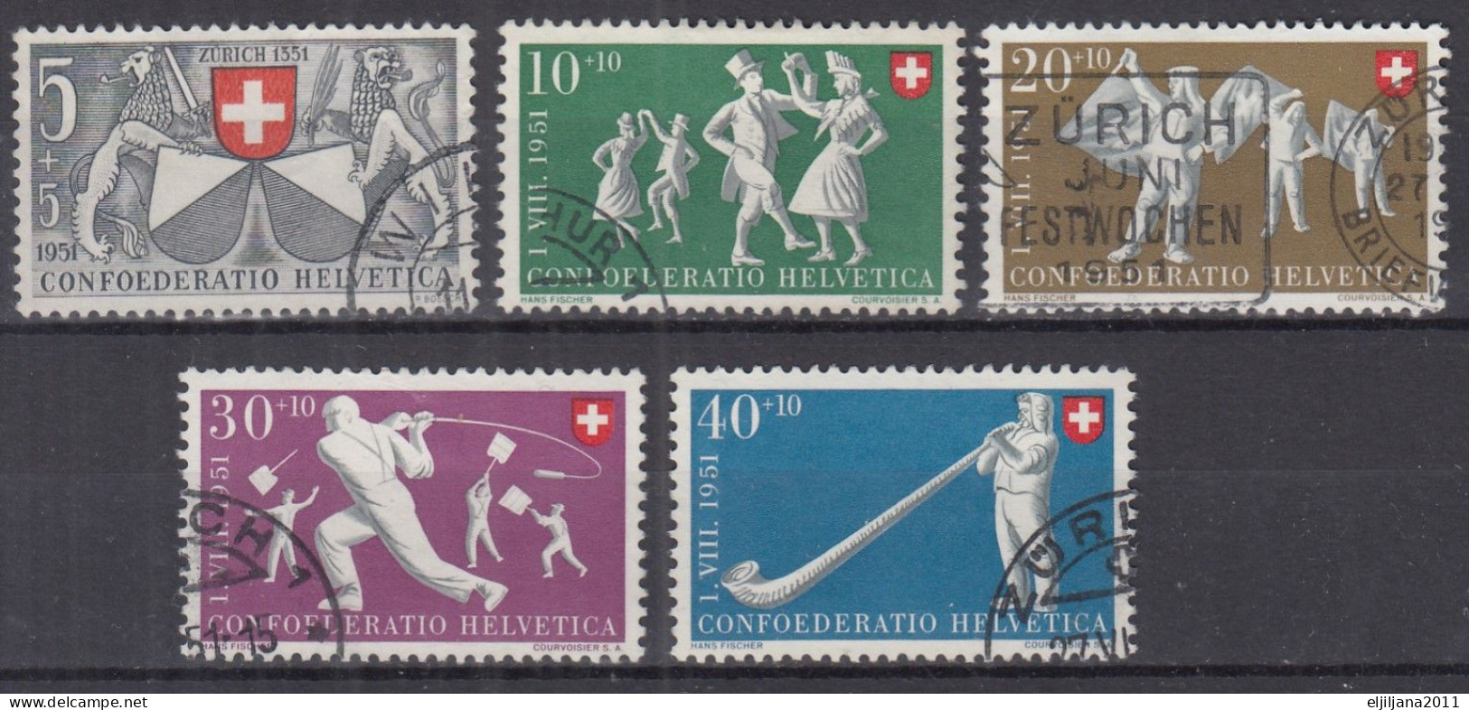 Switzerland / Helvetia / Schweiz / Suisse 1951 ⁕ Pro Patria Mi.555-559 ⁕ 5v Used - Used Stamps
