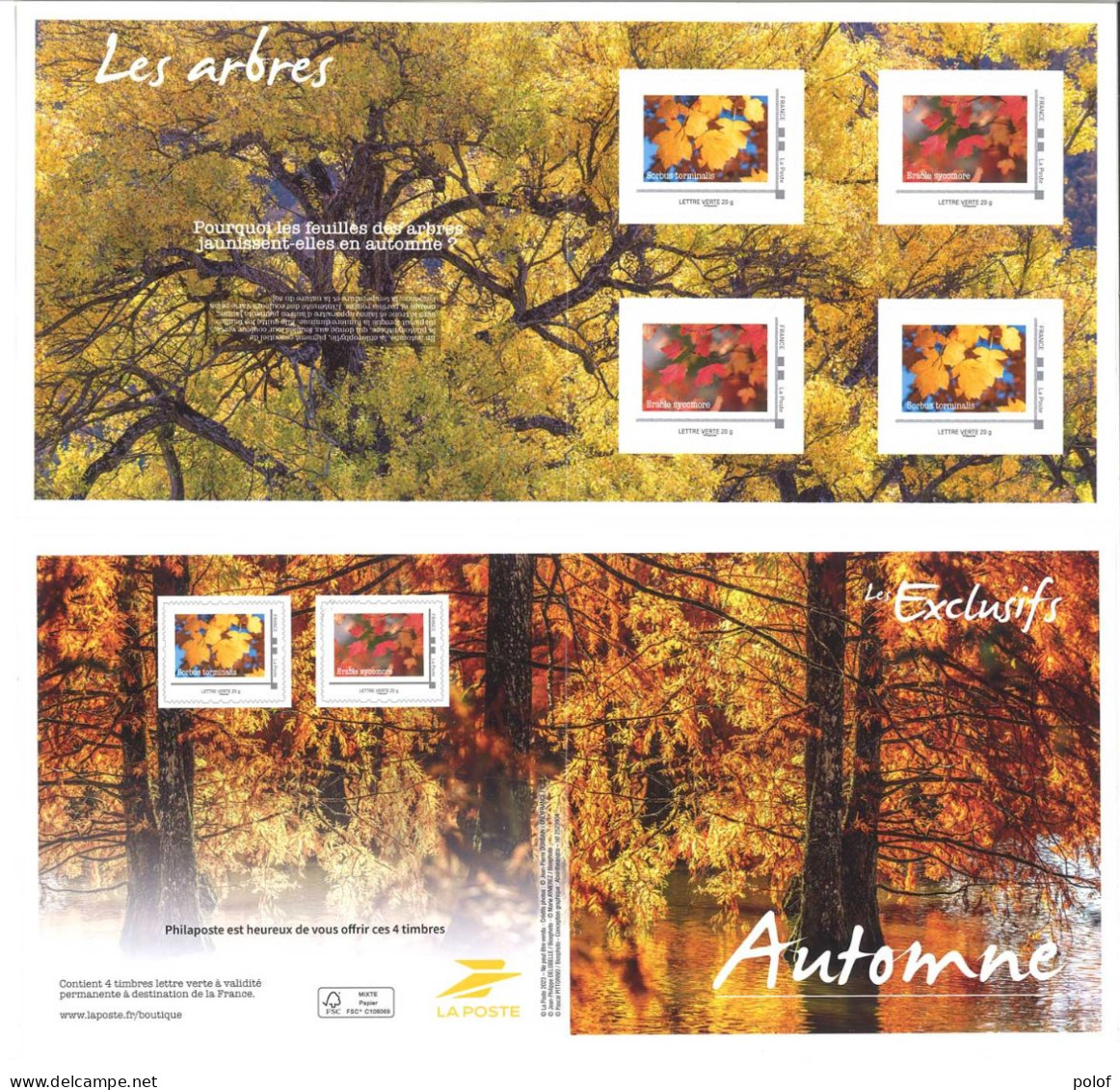 COLLECTOR - Les Exclusifs - Automne    - Les Arbres - 4 Timbres (Lettre Verte ) à Validité Permanente (C 62) - Collectors