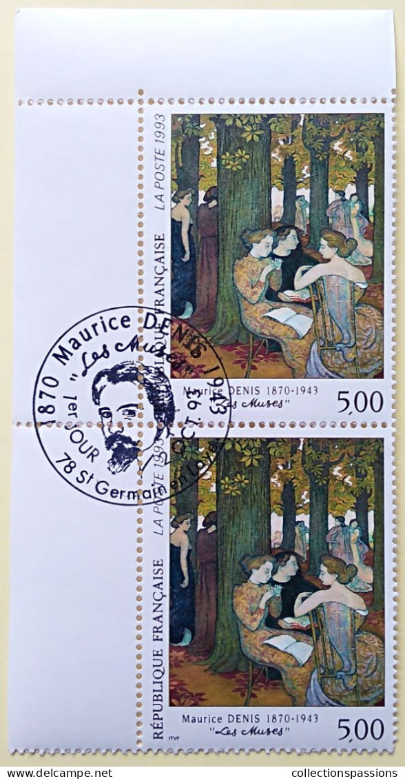 - N° 2832. Paire En Coin De Feuille. Maurice Denis. Oblitéré Premier Jour - - Used Stamps