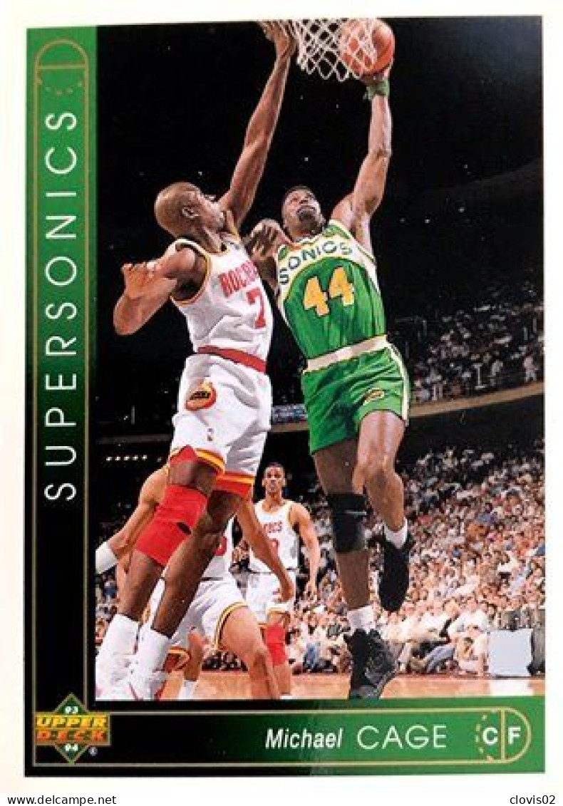 332 Michael Cage - Seattle SuperSonics - Carte Upper Deck NBA 1993 - Sonstige & Ohne Zuordnung