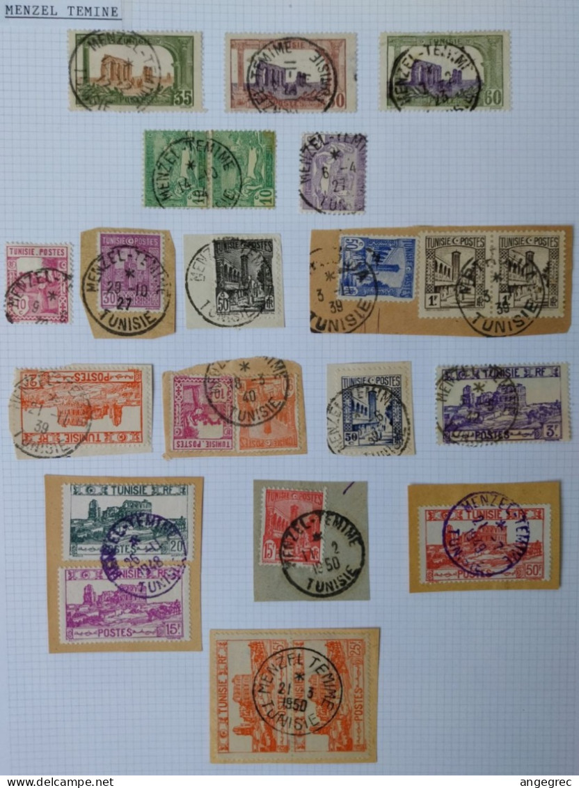 Tunisie Lot Timbre Oblitération Choisies Menzel Temine Dont Fragment Et Cachet Bleu à Voir - Used Stamps
