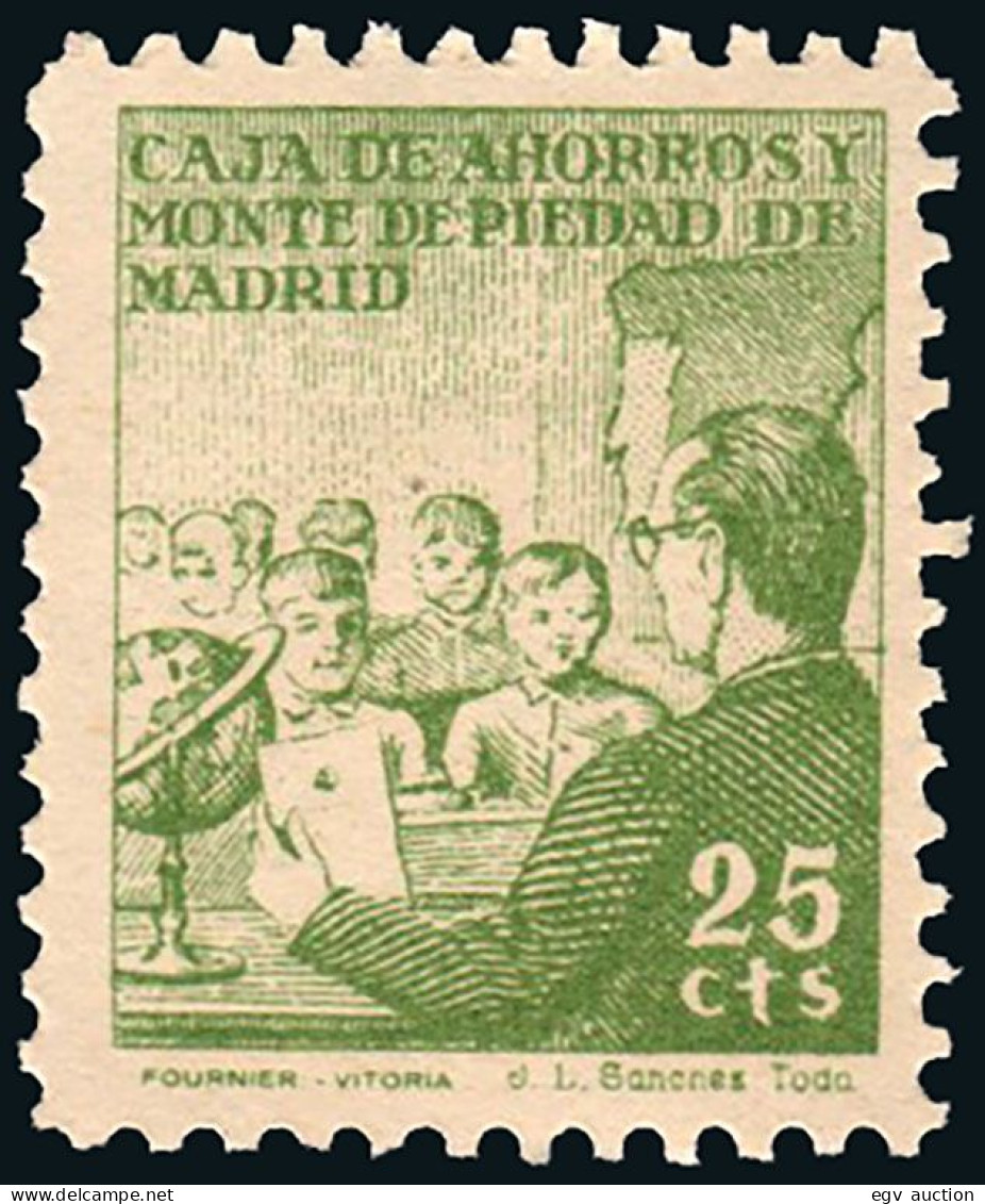 Madrid - Viñetas - Años 40 - ** S/Cat - "25 Cts. Caja De Ahorros Y Monte De Piedad - Madrid" - Ongebruikt