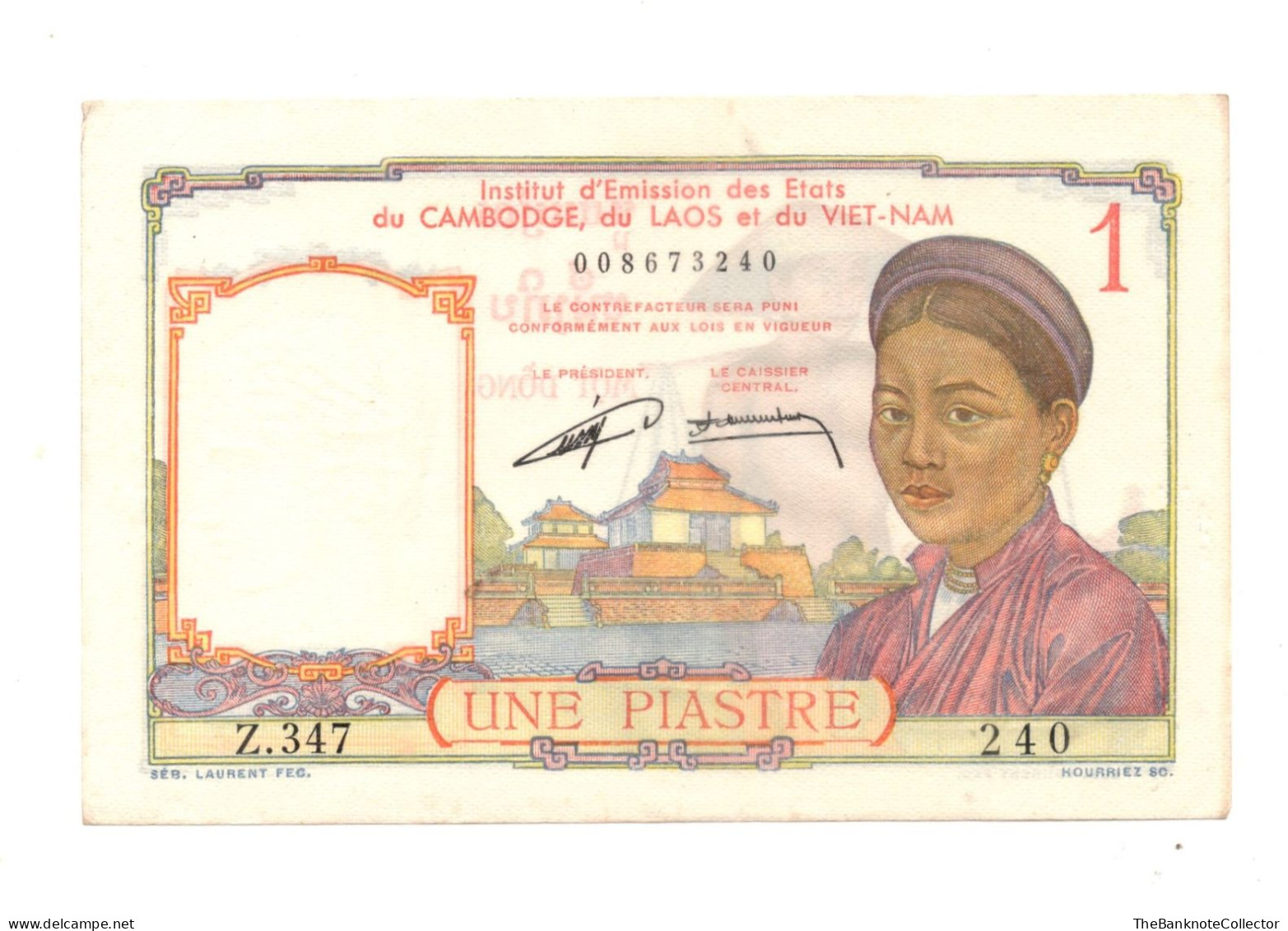French Indochina 1 Piastre ND 1953 P-92 AUNC - Andere - Azië