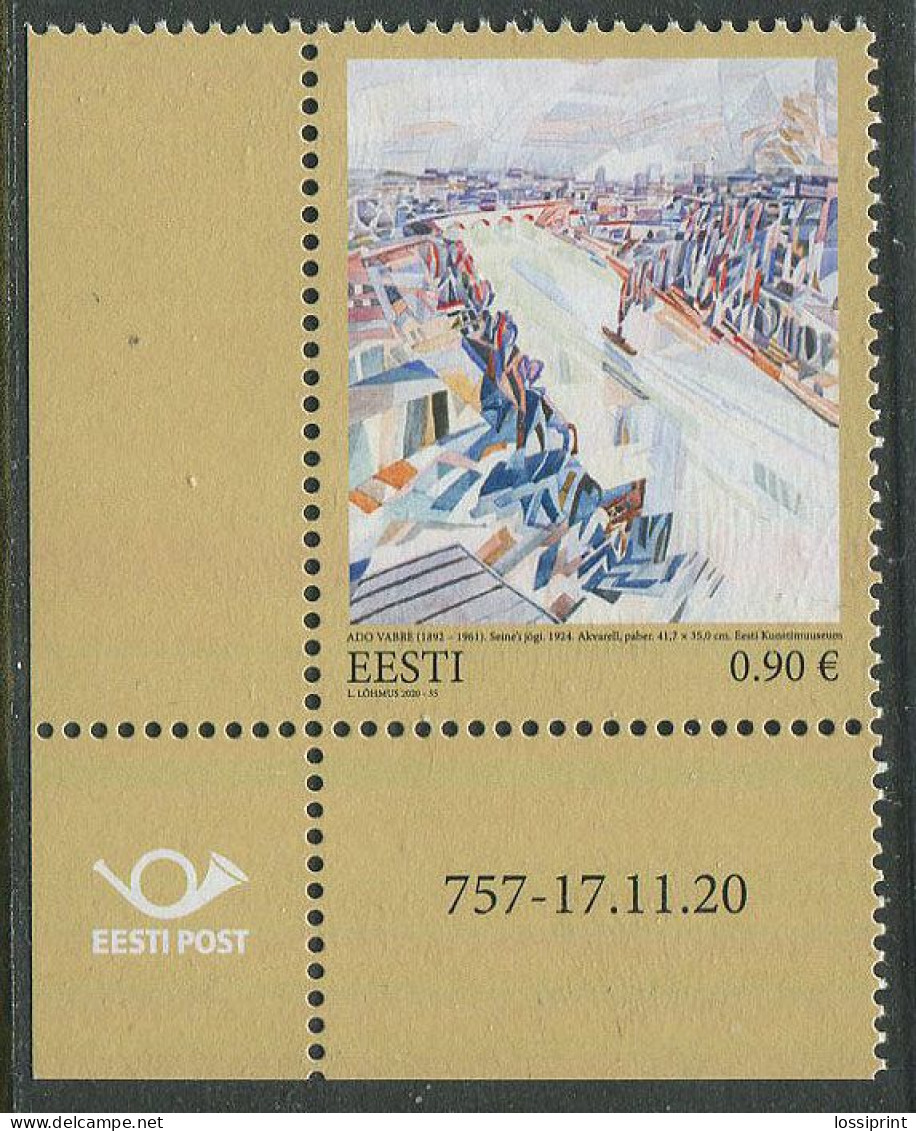 Estonia:Unused Stamp Estonian Art Museum, Ado Vabbe, Seine River, 2020, MNH, Corner - Estonie