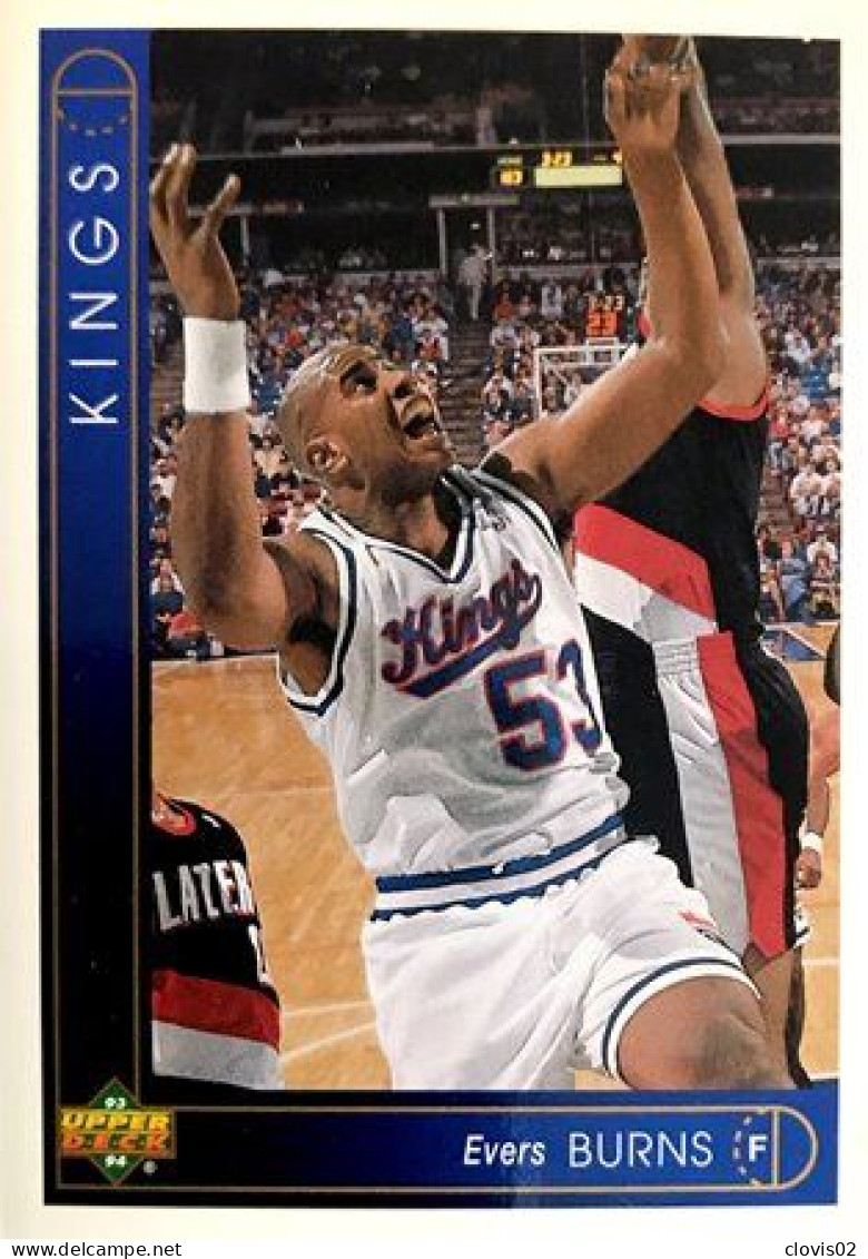 346 Evers Burns - Sacramento Kings - Carte Upper Deck NBA 1993 - Sonstige & Ohne Zuordnung