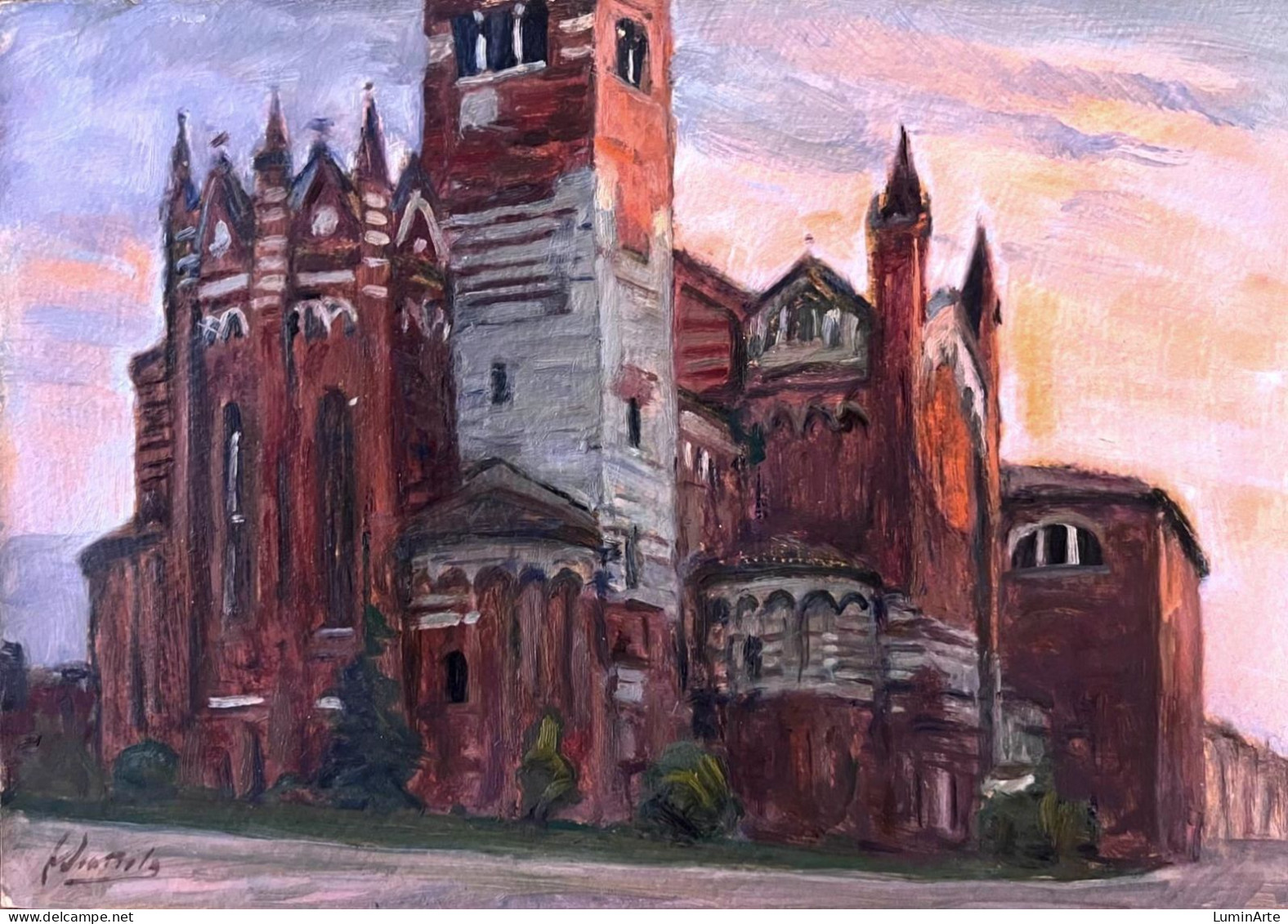 Scattola Ferruccio (1873-1950) "S.Fermo Maggiore Verona" 1910 - Oils