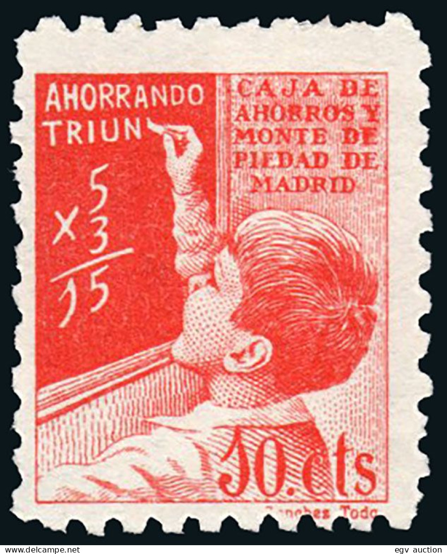 Madrid - Viñetas - Años 40 - ** S/Cat - "10 Cts. Caja De Ahorros Y Monte De Piedad - Madrid" - Ongebruikt