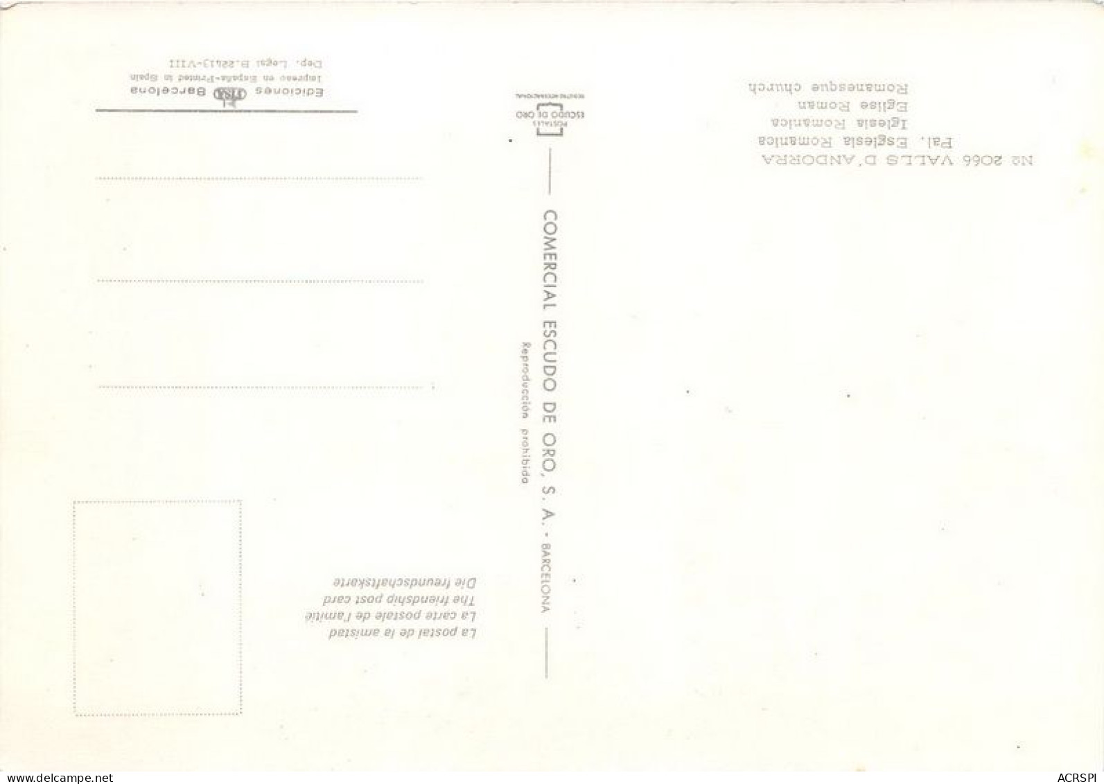 VALLS D ANDORRA Pal Eglesia Romanica 4(scan Recto-verso) MA1818 - Andorre