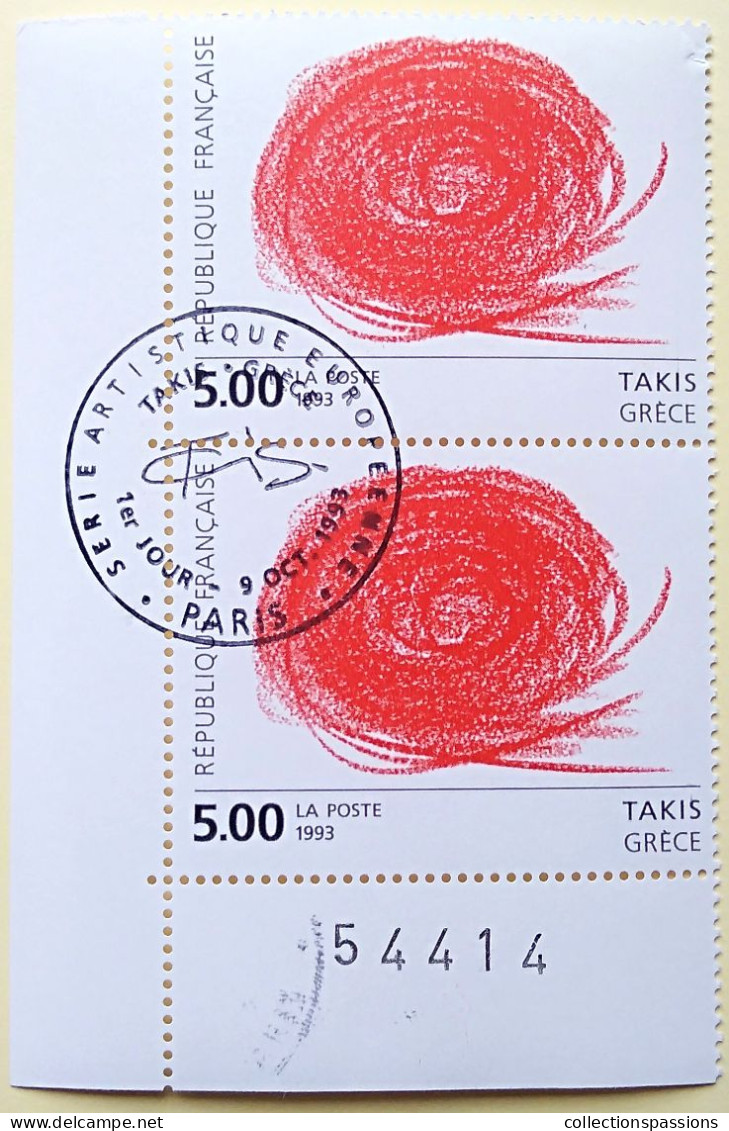 - N° 2834. Paire En Coin De Feuille. Art Contemporain. Oblitéré Premier Jour - - Used Stamps