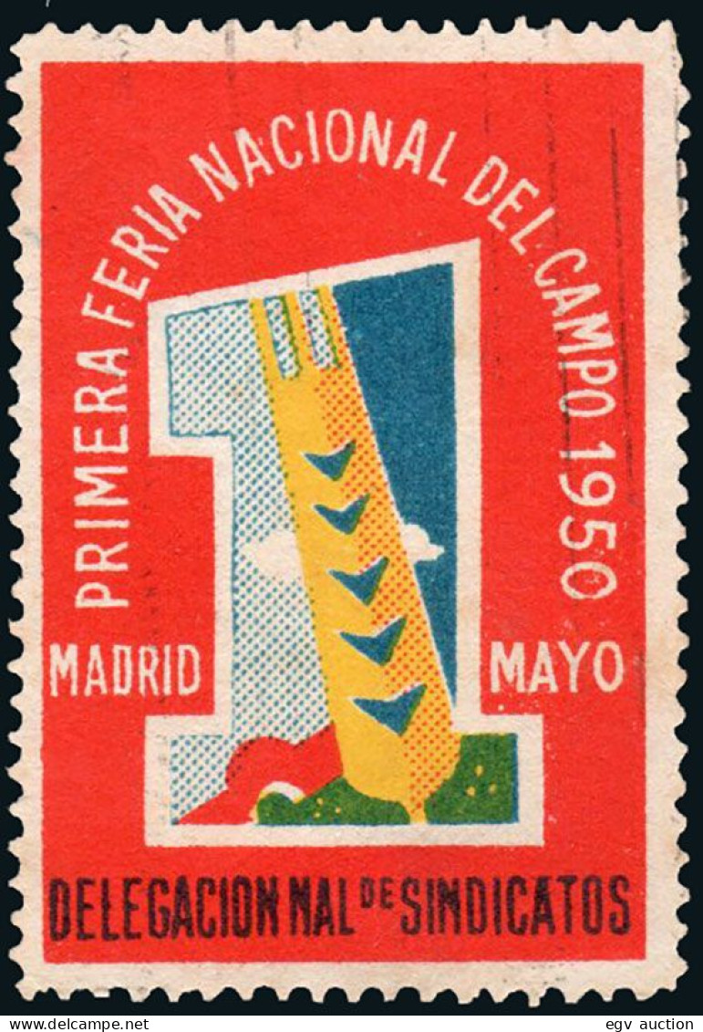 Madrid - Viñetas - 1950 - O S/Cat - "Primera Feria Nacional Del Campo - Delegación De Sindicatos" - Usados