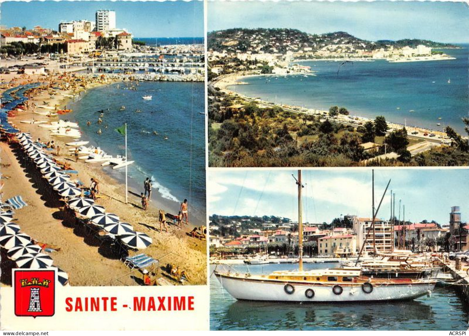 SAINTE MAXIME La Plage Et Le Nouveau Port La Plage De La Croisette Le Port 7(scan Recto-verso) MA1821 - Sainte-Maxime