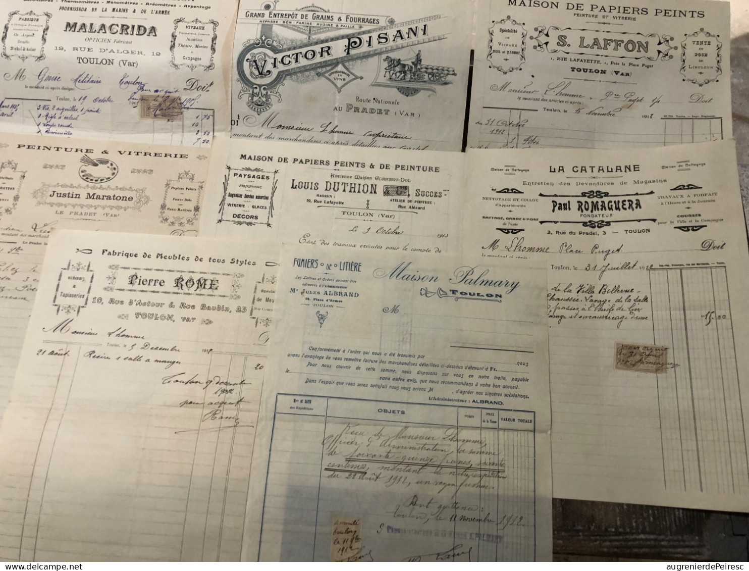 Lot de 80 factures pour MR L’homme, propriétaire et officier d’administration du génie 1899-1914 Toulon (83)