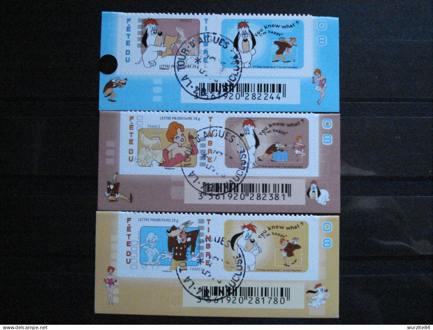 160A  161A Et 162A  Fête Du Timbre De 2008 TEX  AVERY  Bas De Feuillet Numéroté Et Oblitérés Avec Cachet Rond  ***** - Usati