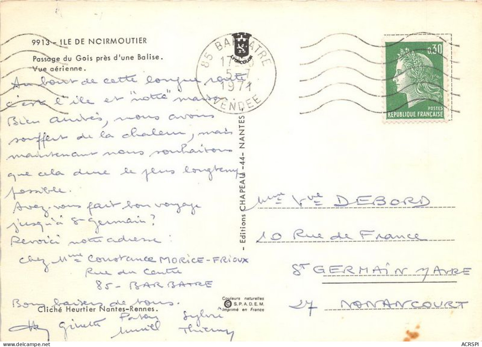 ILE DE NOIRMOUTIER Passage Du Gois Pres D Une Balise Vue Aerienne 7(scan Recto-verso) MA1880 - Ile De Noirmoutier