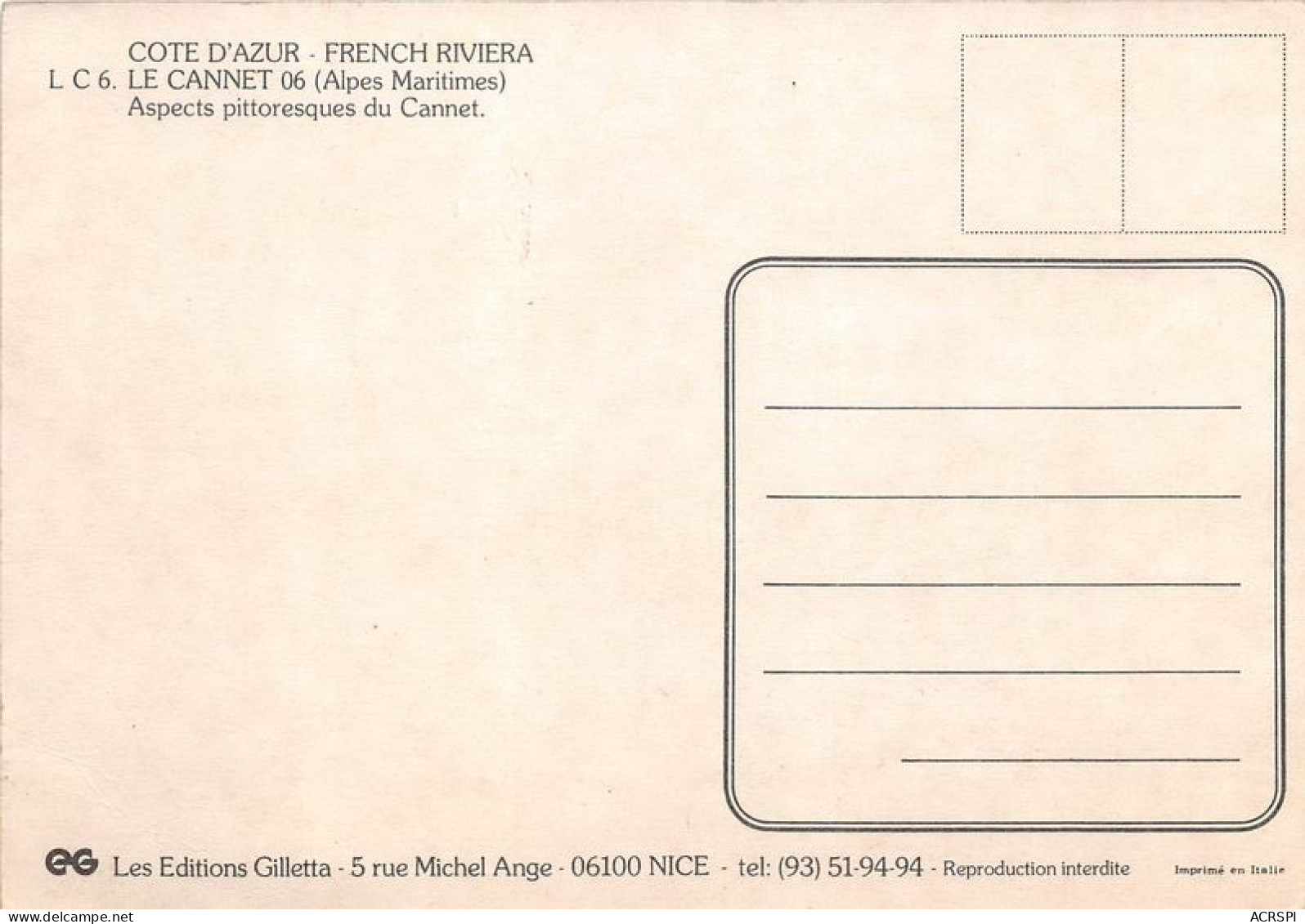 LE CANNET Aspects Pittoresques Du Cannet 1(scan Recto-verso) MA1878 - Le Cannet