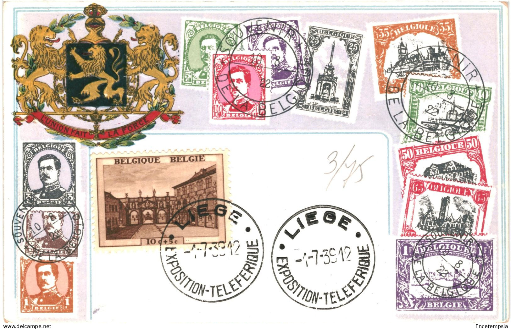 CPA Carte Postale Belgique Carte Avec Des Timbres Imprimés 1939  VM79772 - Correos & Carteros