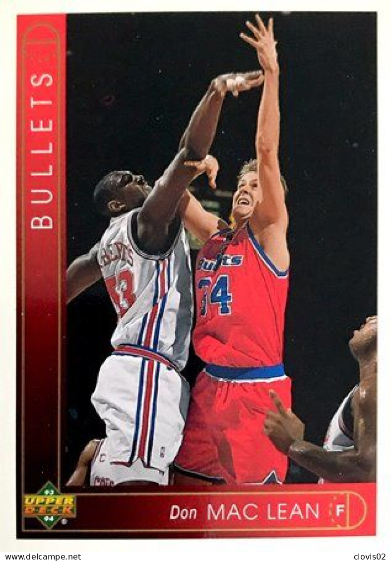 358 Don MacLean - Washington Bullets - Carte Upper Deck NBA 1993 - Altri & Non Classificati