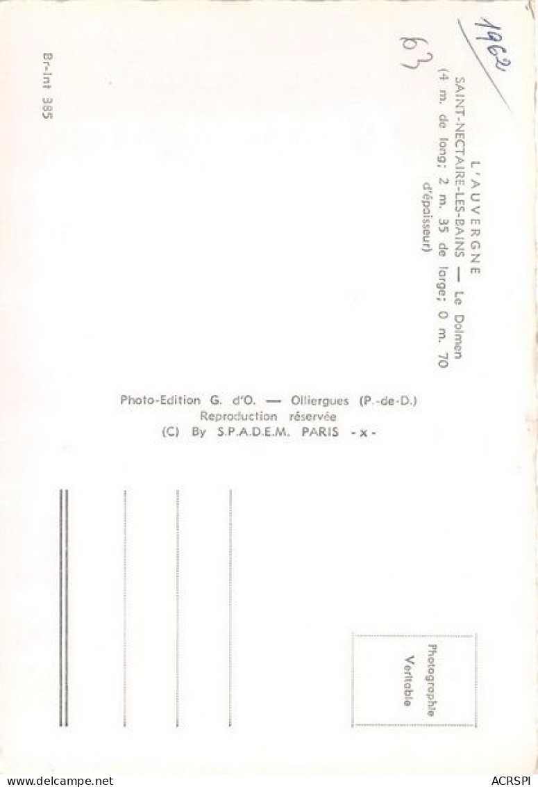 SAINT NECTAIRE LES BAINS Le Dolmen 20(scan Recto-verso) MA1866 - Saint Nectaire