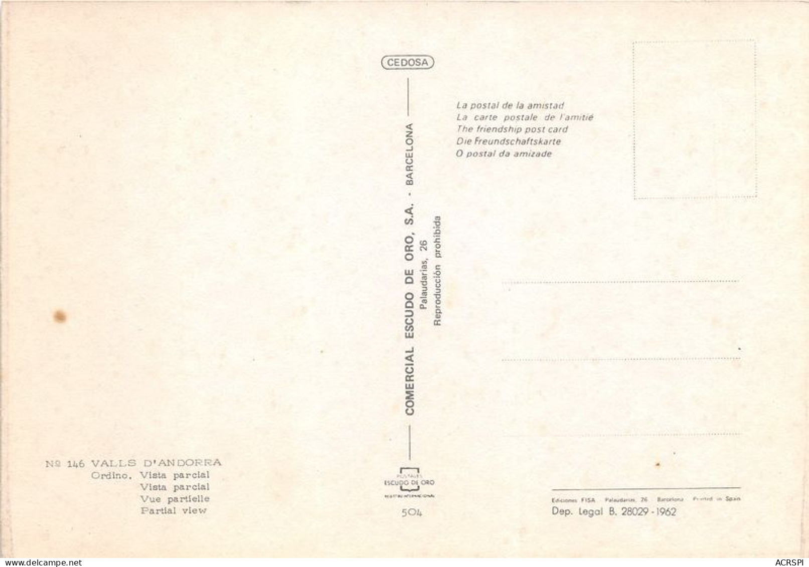 VALLS D ANDORRA Vue Partielle 7(scan Recto-verso) MA1899 - Andorre