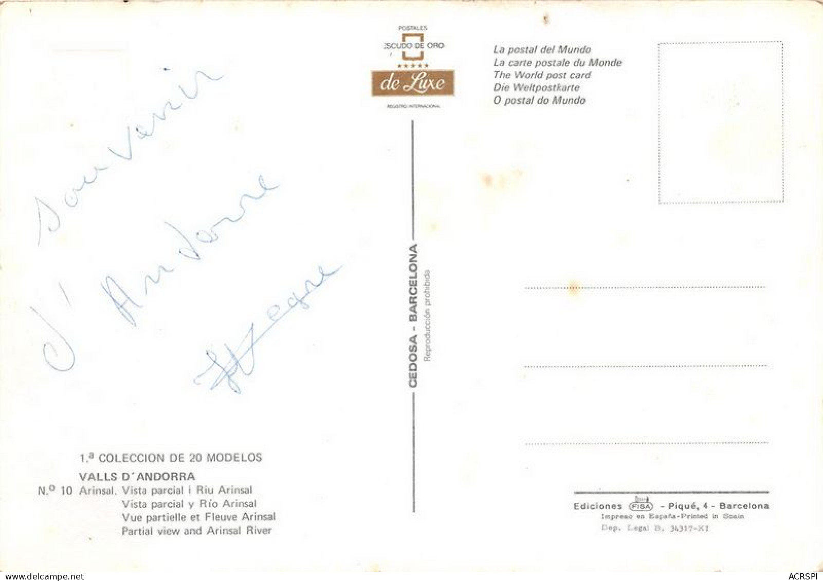 ANDORRE Valls D Andorra Vue Partielle Et Fleuve Arinsal 3(scan Recto-verso) MA1899 - Andorre