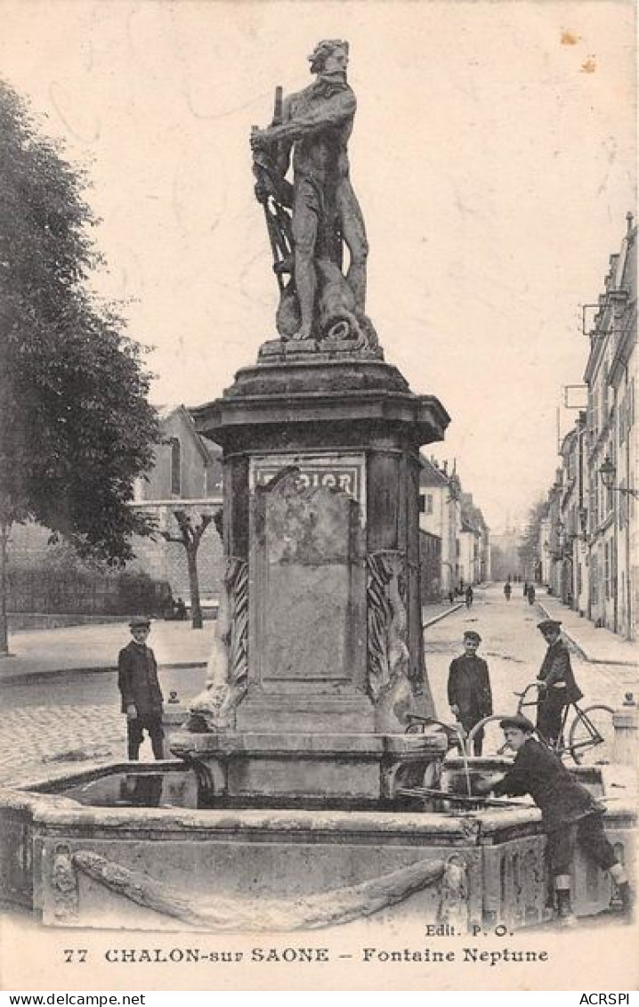 CHALON UR SAONE Fontaine Neptune 24(scan Recto-verso) MA1887 - Chalon Sur Saone