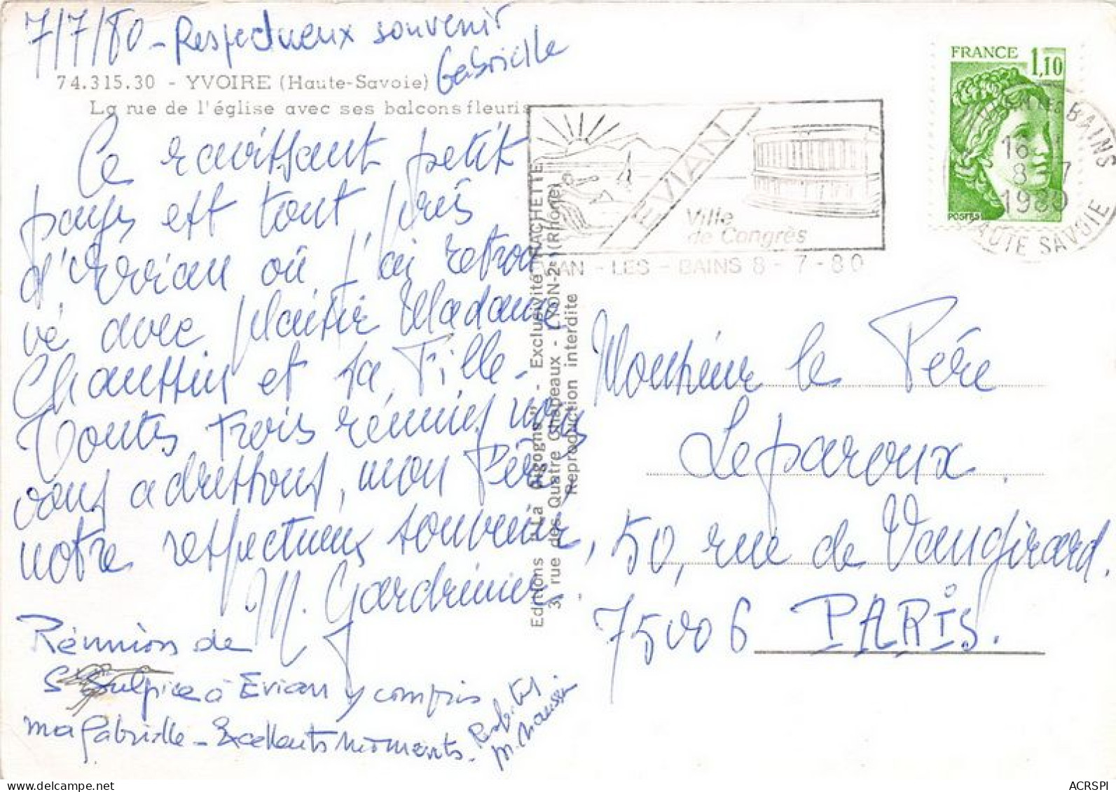 YVOIRE La Rue De L Eglise Avec Ses Balcons Fleuris 30(scan Recto-verso) MA1886 - Yvoire