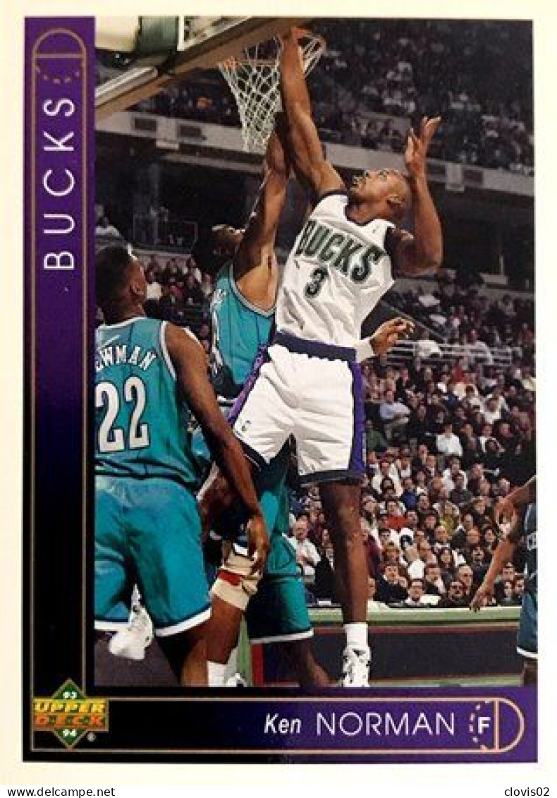 367 Ken Norman - Milwaukee Bucks - Carte Upper Deck NBA 1993 - Altri & Non Classificati