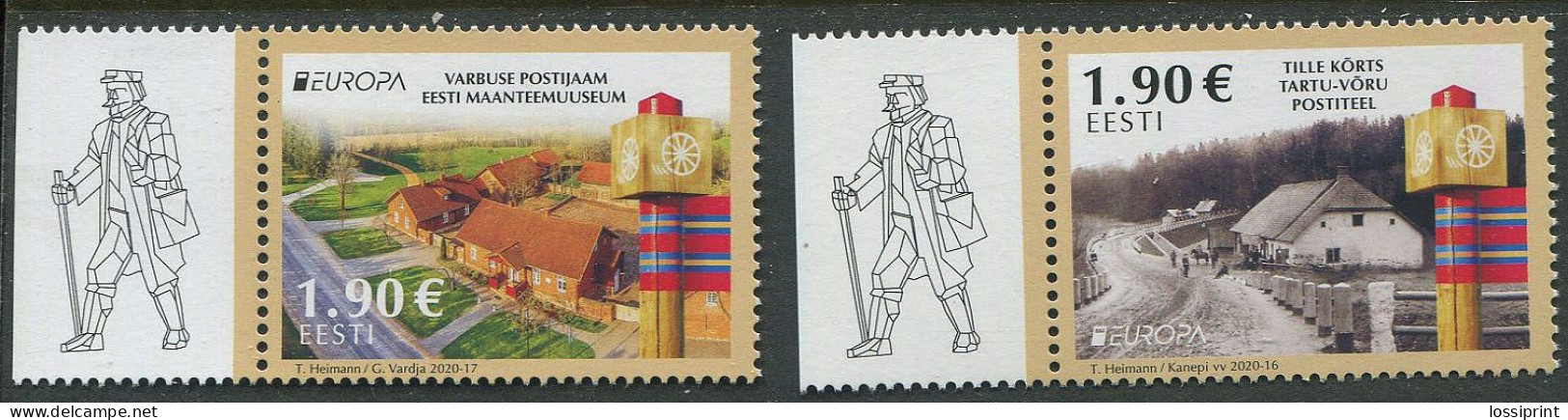 Estonia:Unused Stamps EUROPA Cept 2020, Postal Roads, Post, MNH - Estland