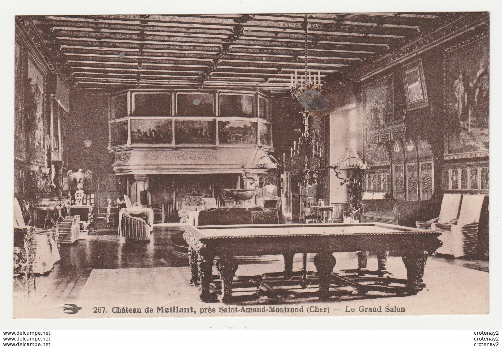 18 Château De MEILLANT Près St Amand Montrond Le Grand Salon Billard En 1936 - Meillant