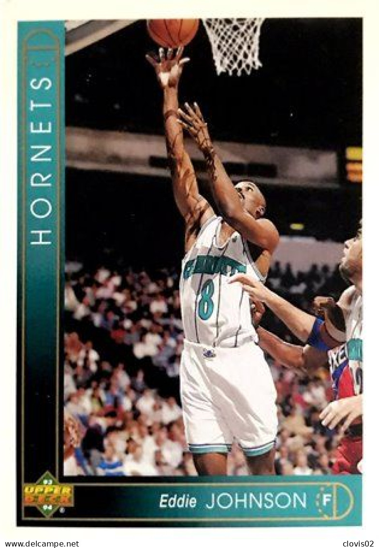 399 Eddie Johnson - Charlotte Hornets - Carte Upper Deck NBA 1993 - Sonstige & Ohne Zuordnung