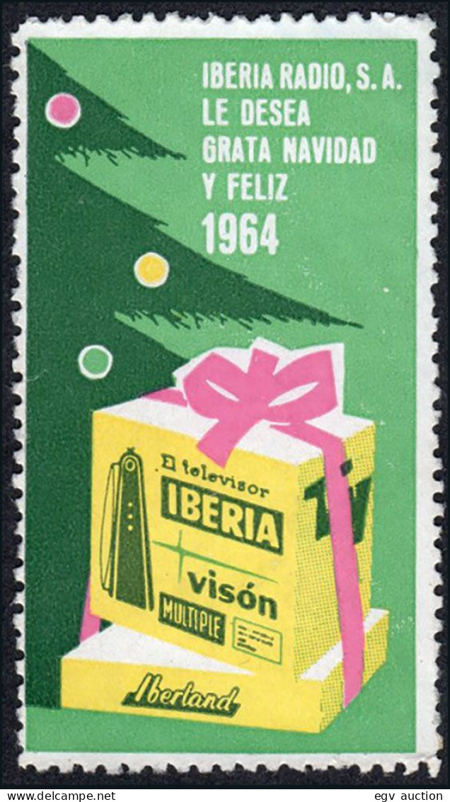 Madrid - Viñetas - 1964 - (*) S/Cat - "El Televisor Iberia, Les Desea Feliz 1964" - Ongebruikt