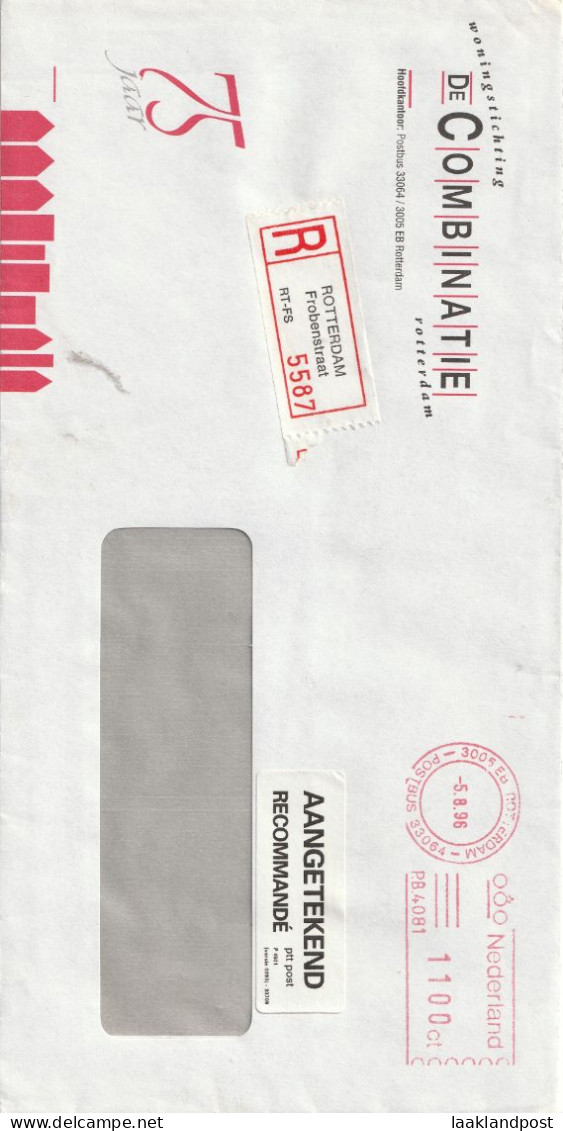 NL Aangetekend R Rotterdam-Frobenstraat Woningsttichting De Combinatie Rotterdam 5/8/1996 - Postal History