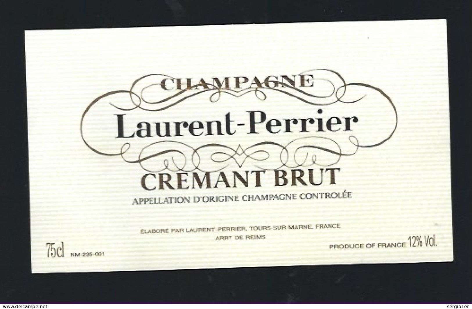 Etiquette Champagne Crémant Brut Laurent Perrier  Tours Sur Marne Marne 51 - Champagne