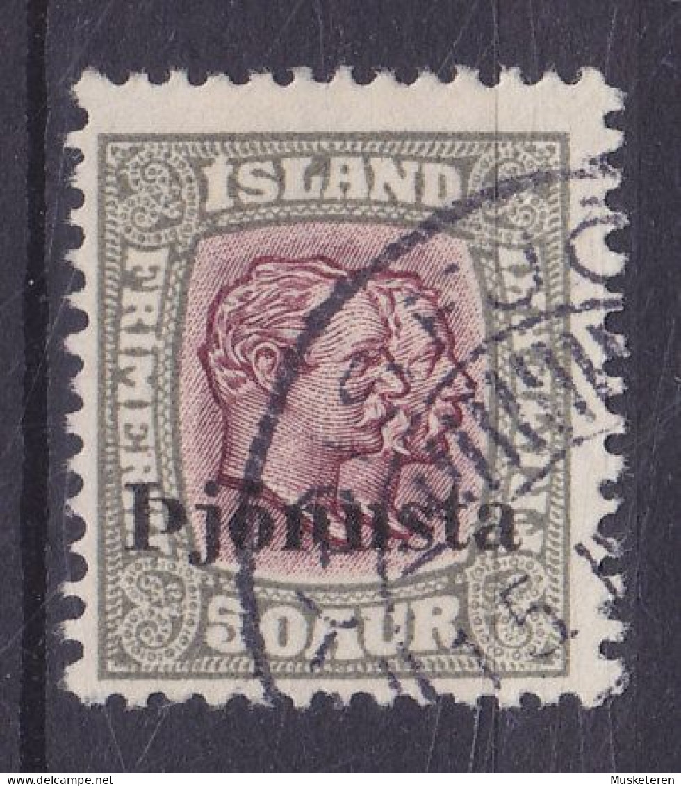 Iceland Dienstmarke 1936 Mi. 65, 50 Aur 'Double Heads' Overprinted M. Aufdruck 'Pjónusta' ERROR Variety 'Open 'P', Used - Oficiales