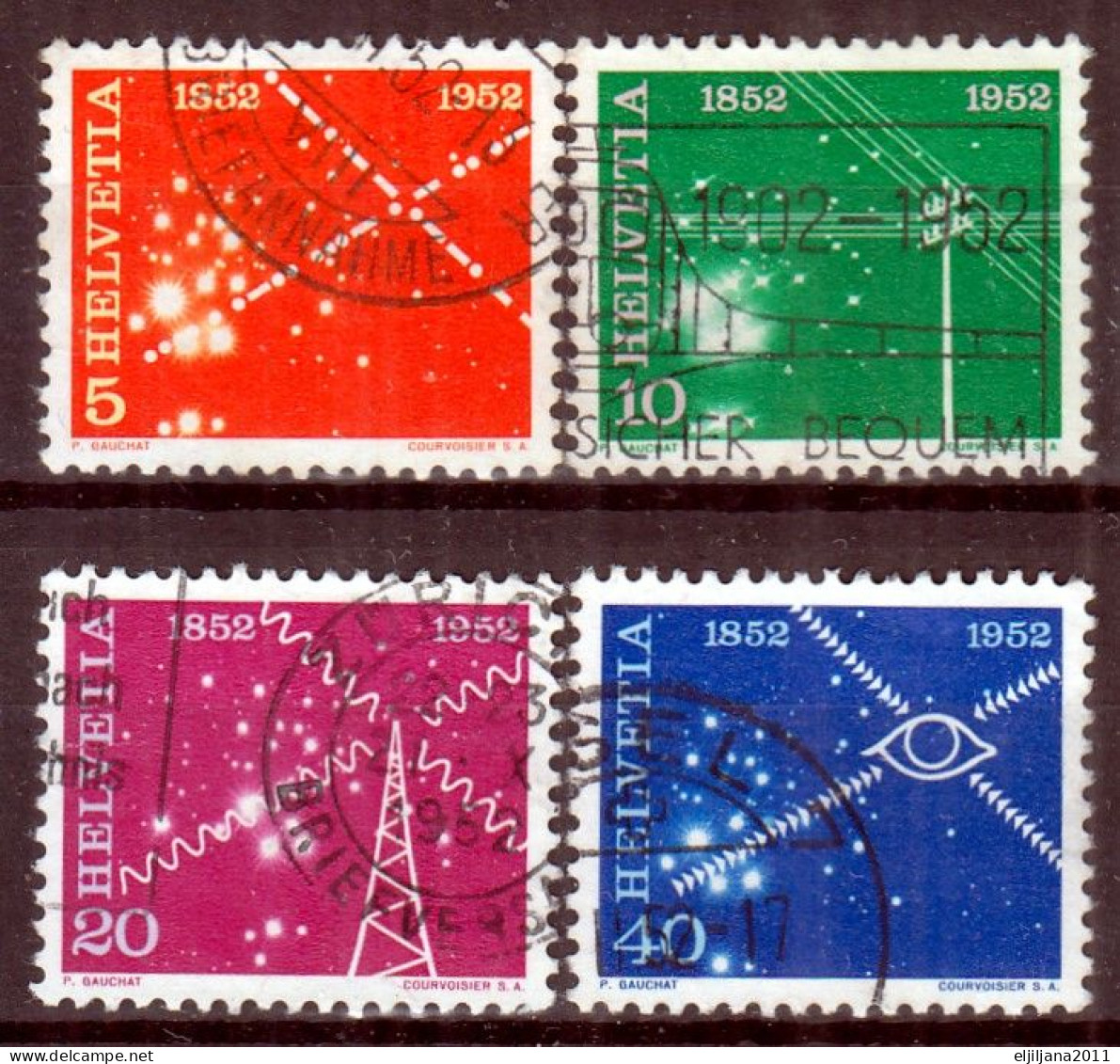 Switzerland / Helvetia / Schweiz / Suisse 1952 ⁕ Telecommunications Mi.566-569 ⁕ 4v Used - Usados