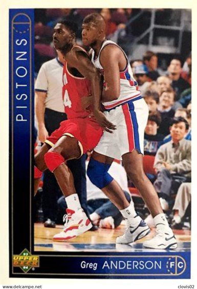 402 Greg Anderson - Detroit Pistons - Carte Upper Deck NBA 1993 - Sonstige & Ohne Zuordnung