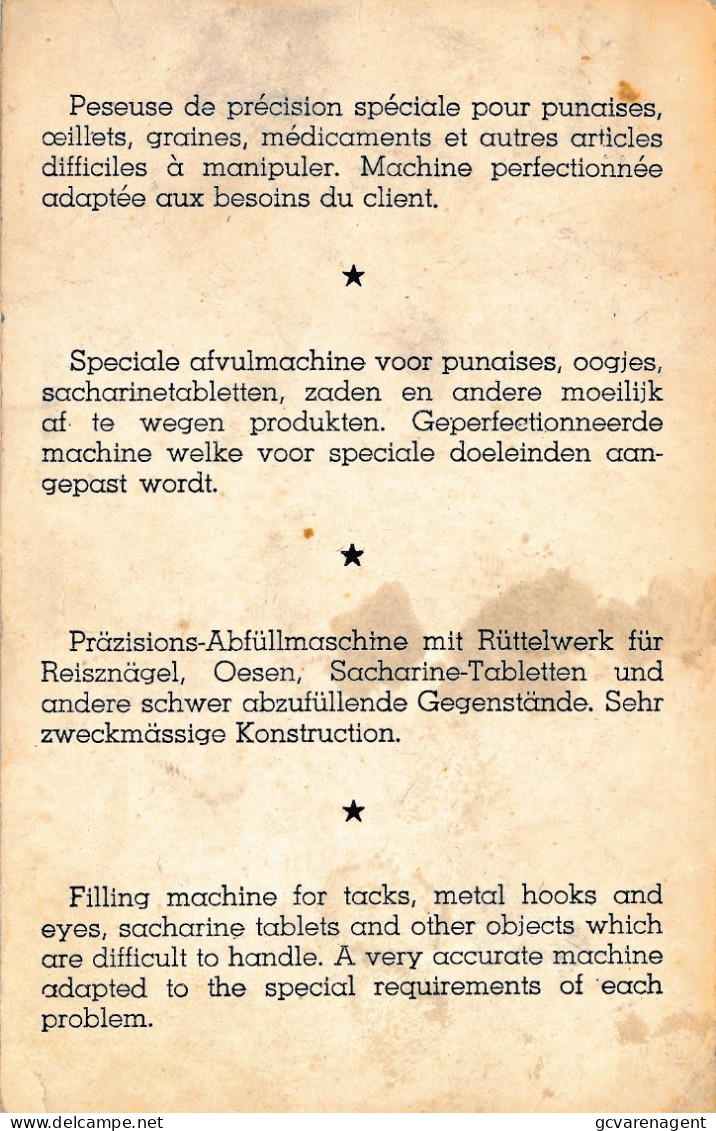 AFVULMACHINE TYPE TM VOOR PUNAISES , OOGJES , ENZ  SPECIAAL VOOR KLEINE AFWEGINGEN    !! KREUKJE - Reclame