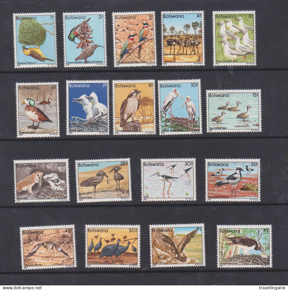 Botswana 1982 Birds Set 18 Values ** MNH - Botswana (1966-...)