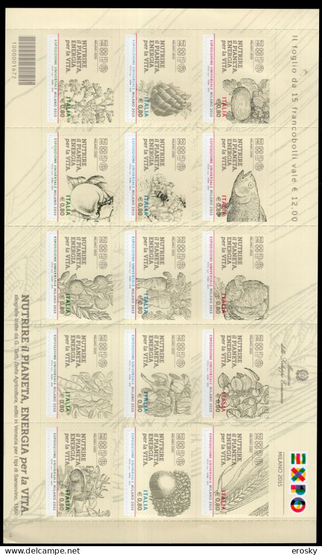 A1513 - ITALIA BF Unificato N°88 ** Expo Milano ( Registered Shipment Only ) - Blocks & Sheetlets