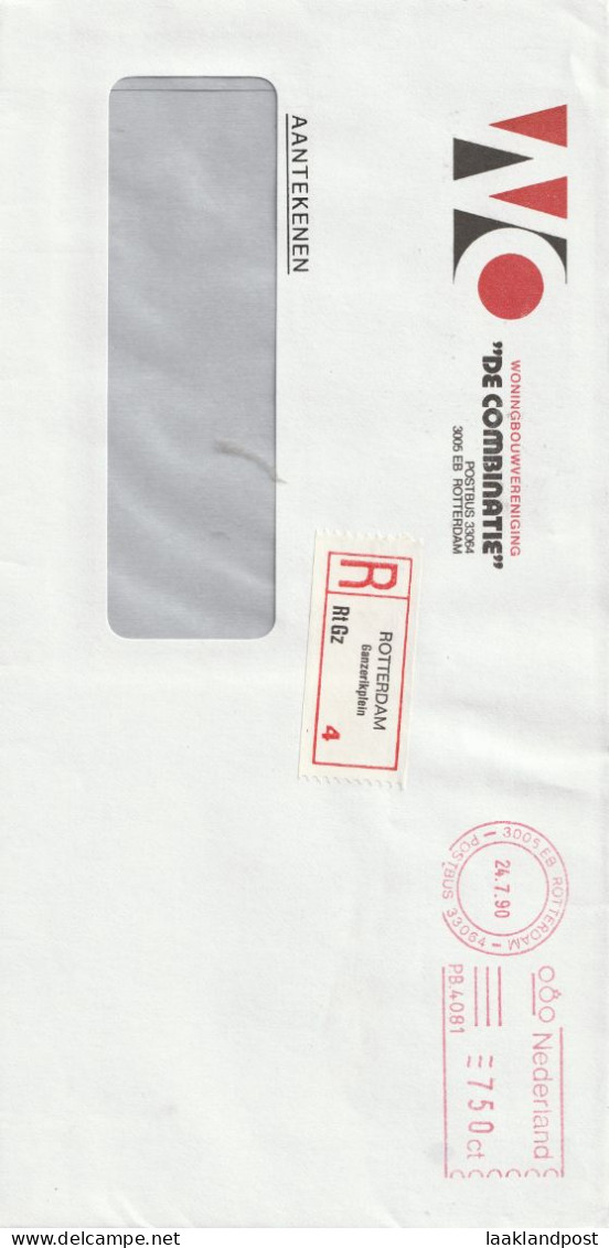 NL Aangetekend R Rotterdam-Ganzerikplein Woningsttichting De Combinatie Rotterdam 24-7-1990 - Postal History