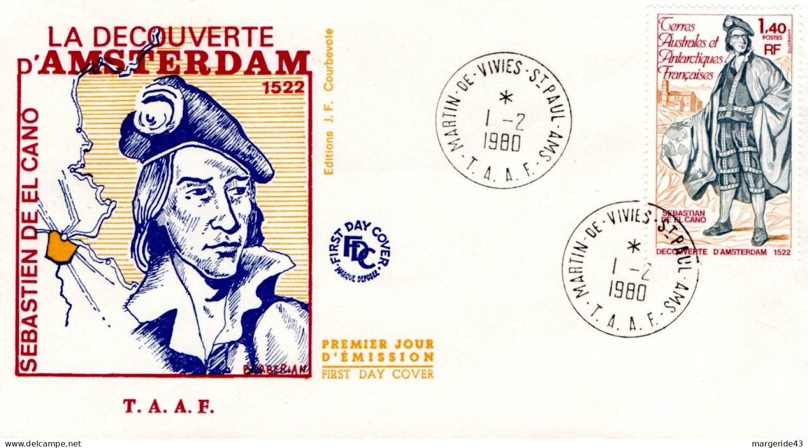 TAAF FDC 1980 SEBASTIAN DE EL CANO - FDC