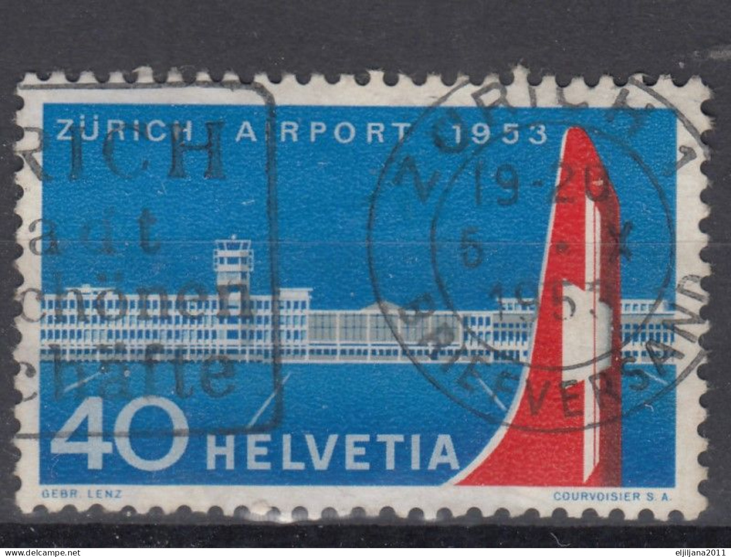 Switzerland / Helvetia / Schweiz / Suisse 1953 ⁕ Airport Kloten Mi.585 ⁕ 1v Used - Gebraucht