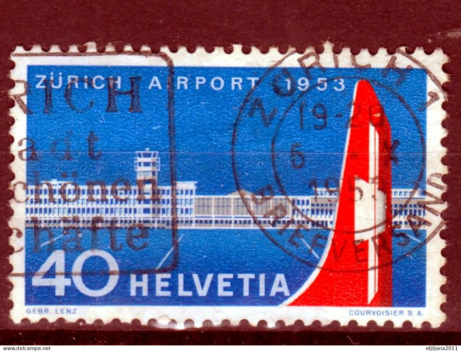 Switzerland / Helvetia / Schweiz / Suisse 1953 ⁕ Airport Kloten Mi.585 ⁕ 1v Used - Oblitérés